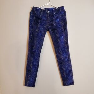 Gap 1969 Jean Legging blue snake print jeggings 27R velvet pockets cotton